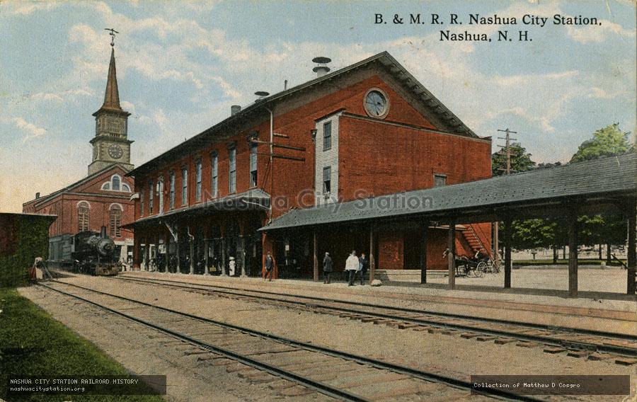 Postcard: Boston & Maine Railroad Nashua City Station, Nashua, N.H.